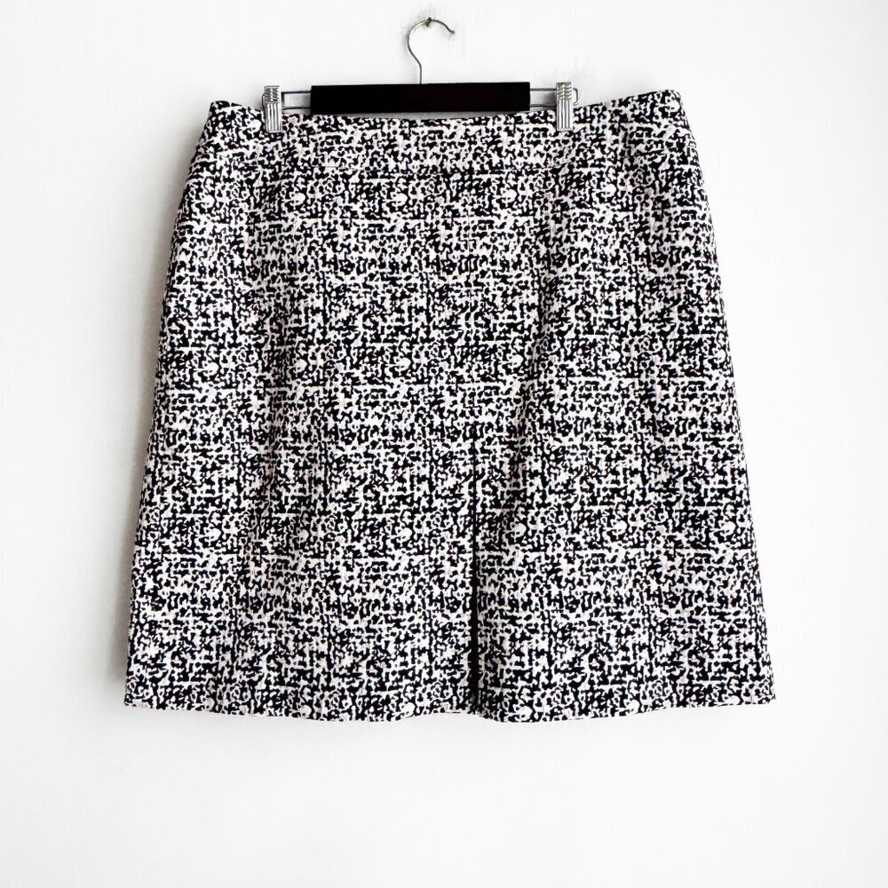 Talbots Micro Geometric Print Black White Pink Skirt 18W